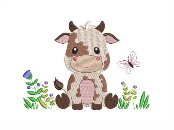 Adorable Baby Cow for Seasonal Embroidery