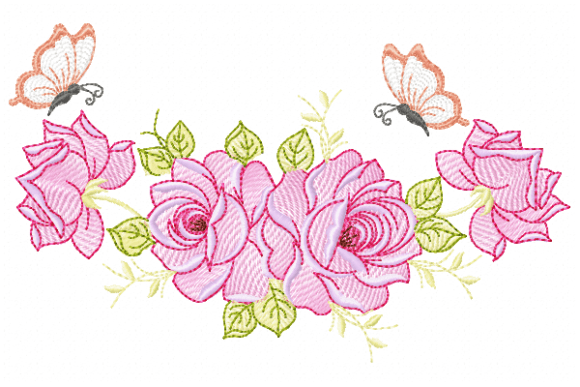 Butterflies Rose: A Versatile Embroidery Design