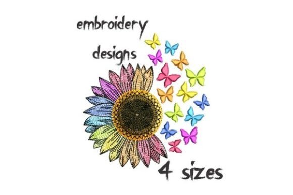 Captivating Sunflower Rainbow Embroidery Design