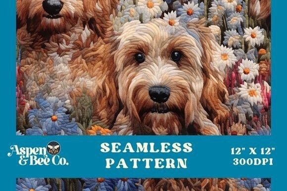 Charming Dog Faux Embroidery Seamless Pattern