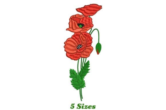 Charming Poppy Flower Embroidery Design