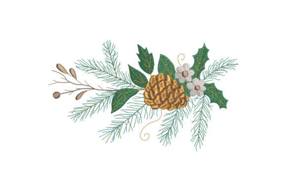 Elegant Gilded Fir Cone for Seasonal Embroidery