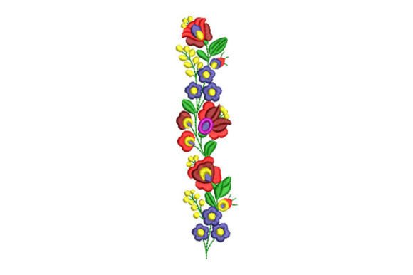 Flowers with Colorful Leaves: A Charming Embroidery Design