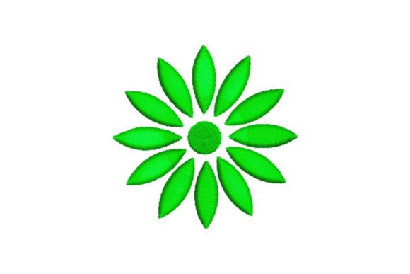 Green Flower: A Fresh and Lively Embroidery Design