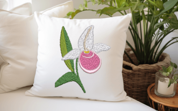 Lady Slipper Orchid: A Delicate Embroidery Gem