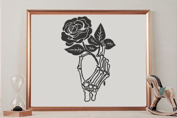 Skeleton Hand Flower: A Whimsical Embroidery Design