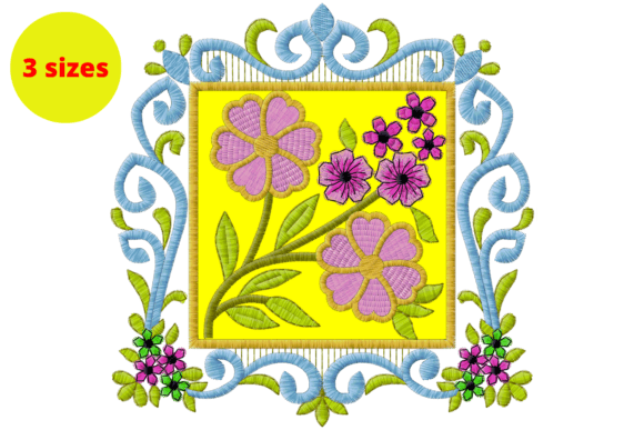 Square Flowers Frame: A Versatile Embroidery Design