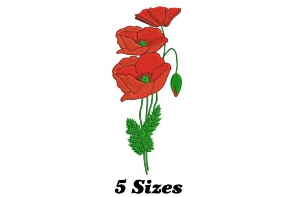 Stunning Poppy Flower: A Charming Embroidery Design