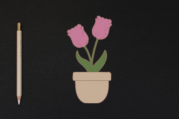 Tulips in the Flower Pot: A Charming Embroidery Design