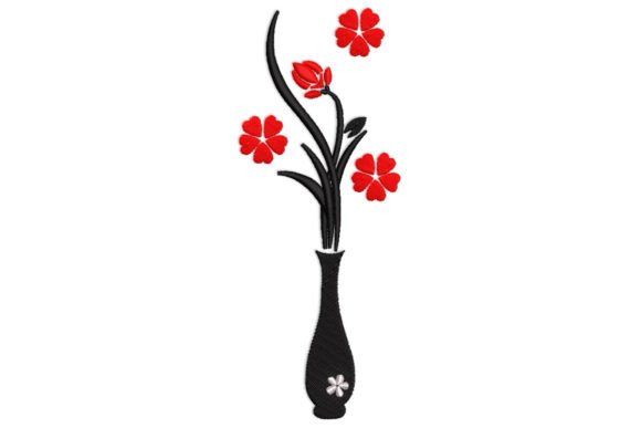 Vase Flower: A Whimsical Embroidery Design